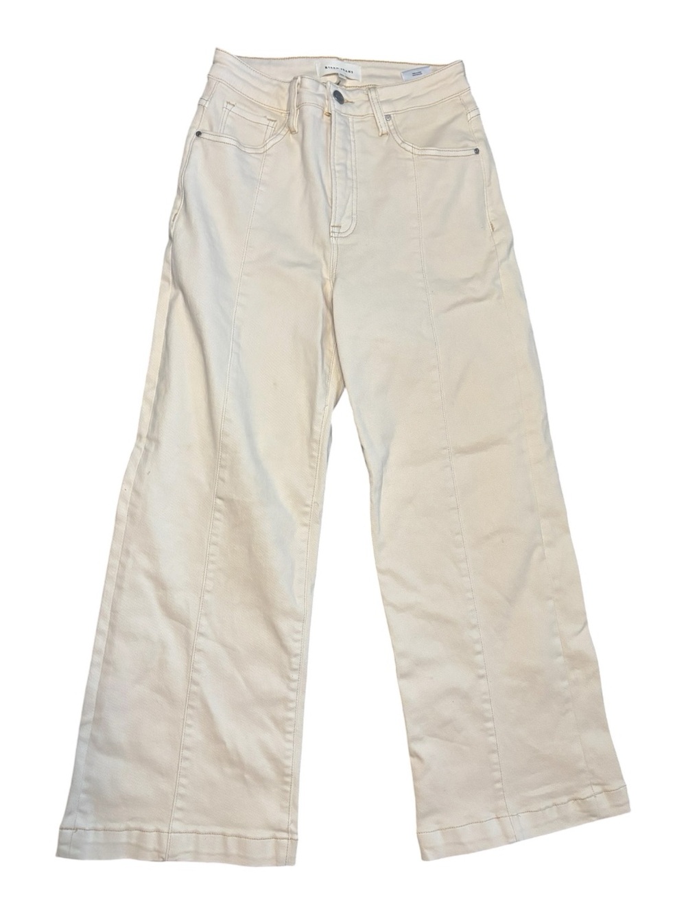 Risen Wide Leg Cream Pintuck Jeans - Women 5/27